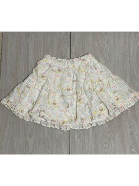 White Skirt 3T ruffle Easter Bunny Rabbit Basket floral chick NWOT lined